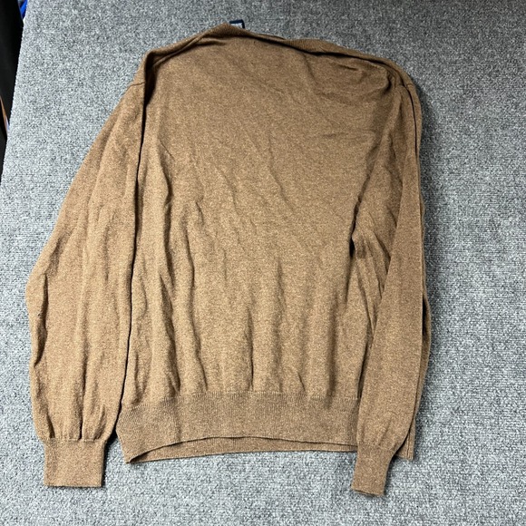 Chaps Sweater Mens 2XL‎ Brown V Neck Cotton Cashmere Blend Blank Preppy EUC - Picture 2 of 6